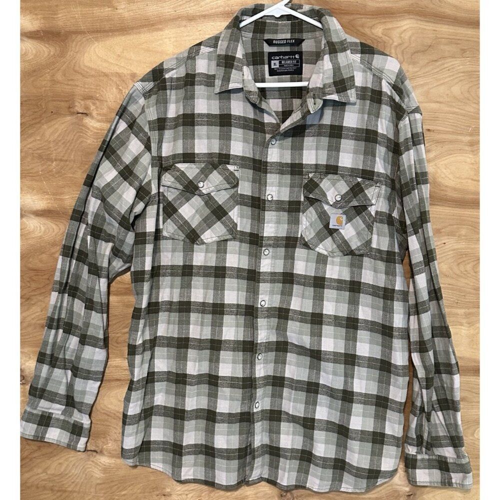 Carhartt Men's XL Rugged Flex Relaxed Fit Midweight Flannel Long-Sleeve Snap